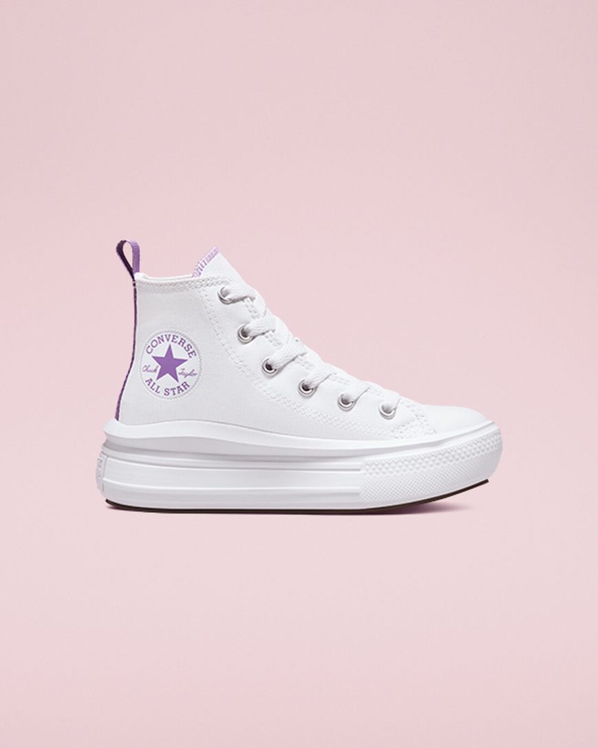 Sapatos Plataforma Converse Chuck Taylor All Star Move Cano Alto Menina Branco Roxo Branco | PT N01T379